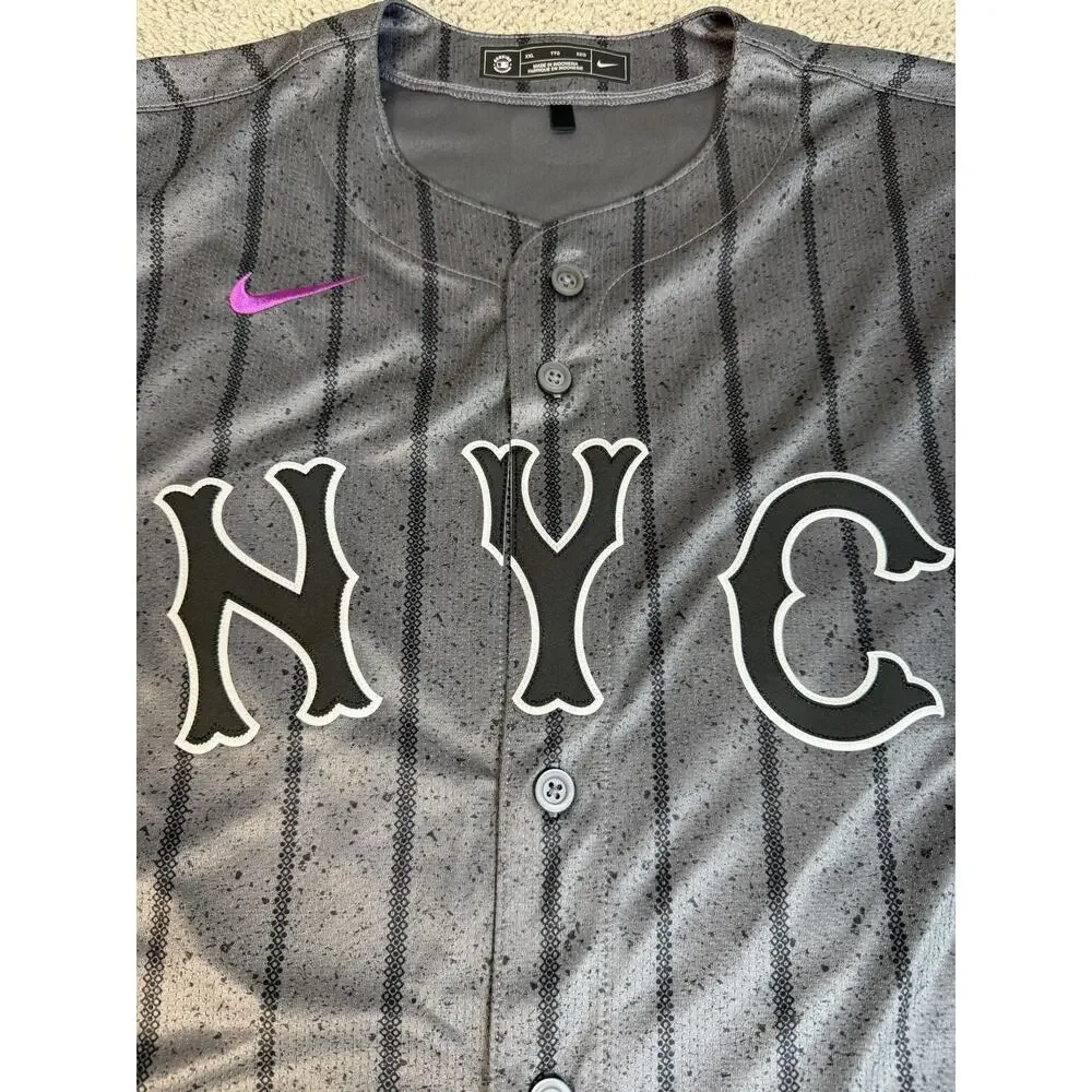 New York Mets Jersey Mens 2XL Gray MLB Baseball Nike Pete Alonso City Connect